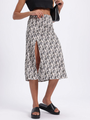 Glitchez Printed Women A-line Beige Skirt