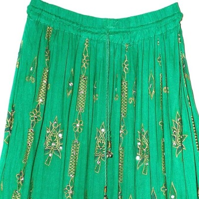 Peekdee Embroidered Women Flared Green Skirt