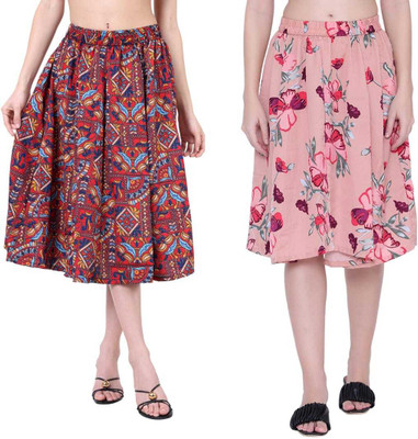 Mannat Diva Printed Women A-line Multicolor Skirt