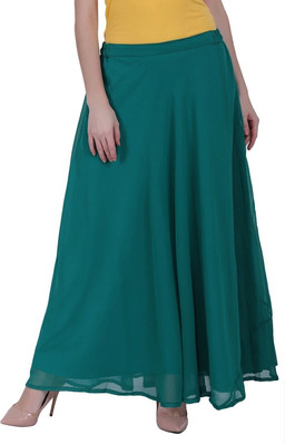 FIRST ARRIVAL Solid Women Flared Green Skirt