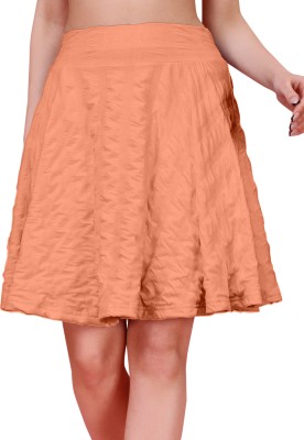 METRONAUT Self Design Women Flared Orange Skirt