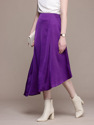 French Connection Solid Women A-line Purple Skirt