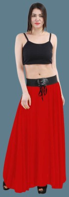 Raabta Fashion Solid Women Flared Red Skirt