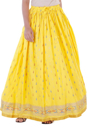 DaisySkirt Printed Women Flared Yellow Skirt