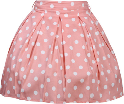 Klowvila Fashion Polka Print Girls Pleated Orange Skirt