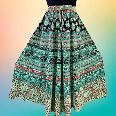 Poshakm Printed Women Flared Multicolor Skirt