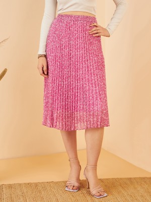 RARE Polka Print Women A-line Pink Skirt