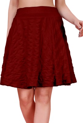 Ann Springs Solid Women Flared Maroon Skirt