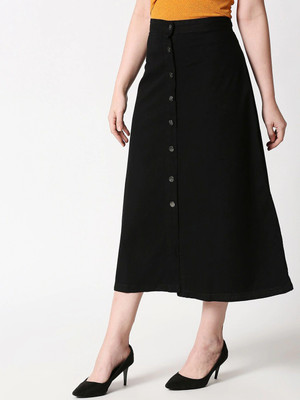 KHODIYAR ENTERPRISE Self Design Women Regular Black Skirt