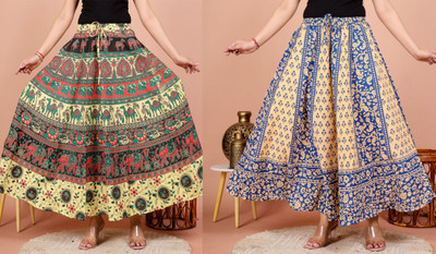 BAJRANGI FASHIONN Printed Women Flared Multicolor Skirt