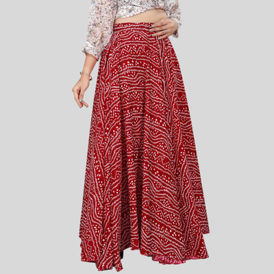 JYESHTA Printed Women Flared Maroon Skirt