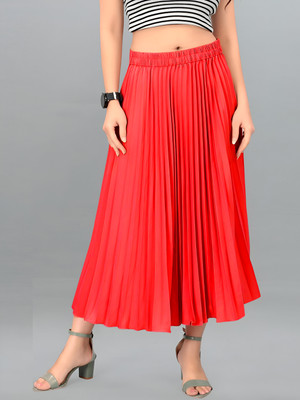 ZWERLON Abstract Women A-line Red Skirt