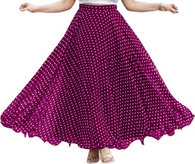 SEJUKAENTERPRISE Polka Print Women Flared Purple Skirt