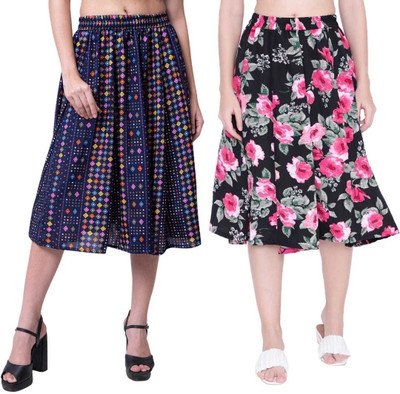 Mannat Diva Printed Women A-line Multicolor Skirt
