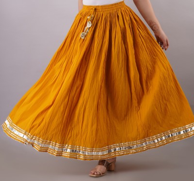 JFT Jaipur Fabtex Solid Women Flared Yellow Skirt