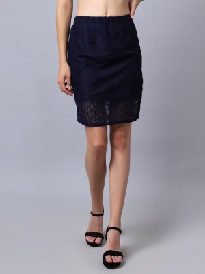 Rute Solid Women Pencil Blue Skirt