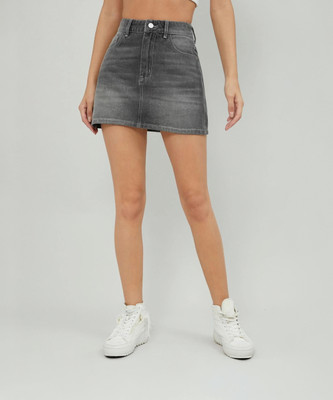 KOTTY Washed Women Pencil Grey Skirt