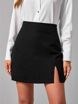 JINJINFASHION Animal Print Women Pencil Black Skirt