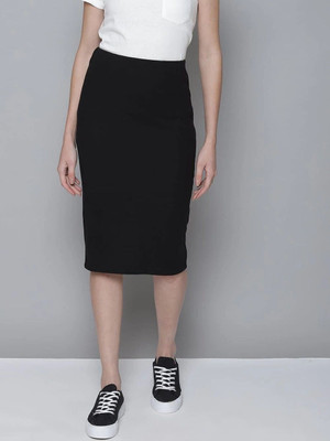 CuisineX Solid Women Pencil Black Skirt