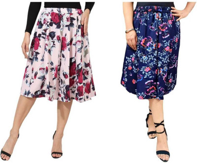 Manat Diva Floral Print Women A-line Multicolor Skirt