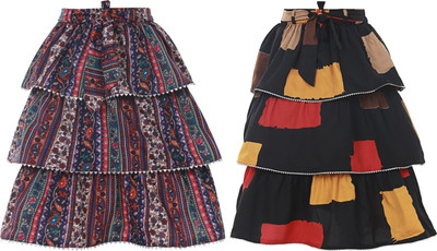 HEAVENS CREATIONS Floral Print Girls Pleated Maroon Skirt