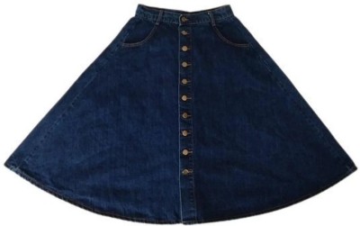 Revella Fashion Solid Women A-line Blue Skirt