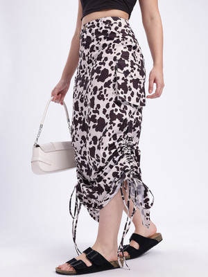 Glitchez Printed Women A-line White Skirt