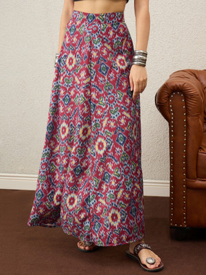 InWeave Printed Women A-line Maroon Skirt