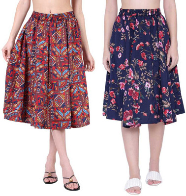 Mannat Diva Printed Women A-line Multicolor Skirt