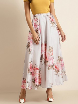 Shae by SASSAFRAS Floral Print Women A-line White Skirt