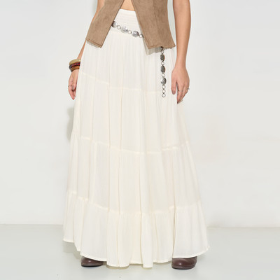 Honey By Pantaloons Solid Women A-line White Skirt