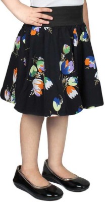 SKOOKUM Floral Print Girls Regular Black Skirt