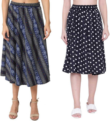 Mannat Diva Printed Women A-line Multicolor Skirt