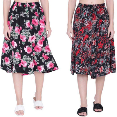 Manat Diva Floral Print Women Flared Multicolor Skirt