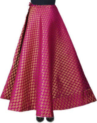 SNEH Printed Women Gathered Pink Skirt