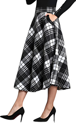 HIALTO Checkered Women Skorts Black Skirt