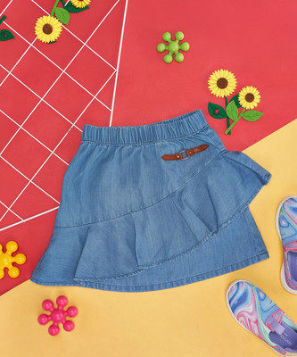 Pantaloons Junior Solid Girls Regular Blue Skirt