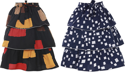 Miranga Floral Print Girls Pleated Yellow Skirt