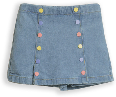 pilolo Solid Girls Regular Light Blue Skirt
