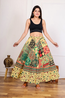 Shiv Printed Women Flared Multicolor Skirt