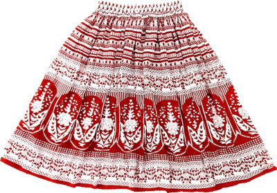 SHREE GOVIND TEXTILES Printed Girls Regular Red, White Skirt
