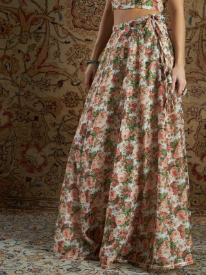 Shae by SASSAFRAS Floral Print Women Flared Orange Skirt