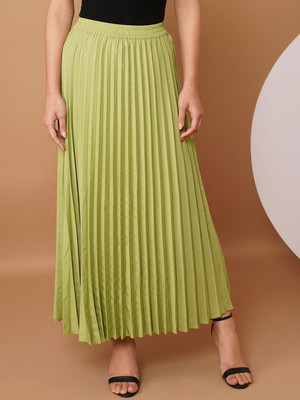 CHEMISTRY Solid Women Flared Green Skirt
