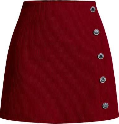 Rajovati Solid Women A-line Maroon Skirt