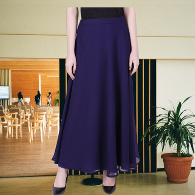 MUZUN Solid Women Flared Blue Skirt