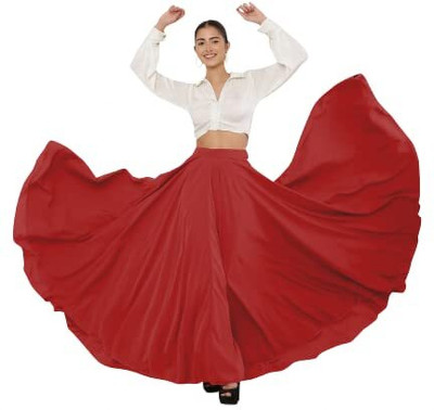 JYESHTA Solid Women Flared Red Skirt