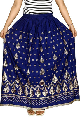 Yashiv Printed Women A-line Blue Skirt