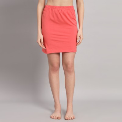 Body Figure Solid Women Pencil Orange Skirt