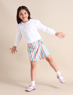 U.S. POLO ASSN. Striped Girls Wrap Around Multicolor Skirt