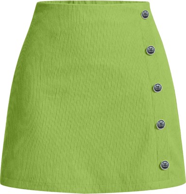 Kalika Solid Women A-line Light Green Skirt